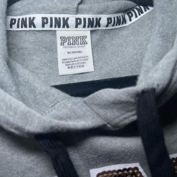PINK Victoria's Secret Women's Gray Bling Hooded Pullover Sweatshirt - Picture 9 of 12